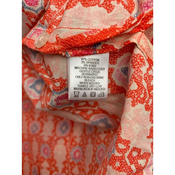 Liz Claiborne Sleeveless Button-Up Blouse Size 2 Red & White Pattern - Picture 2 of 6